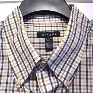 Van Heusen SS XL Yellow Brown Black White
